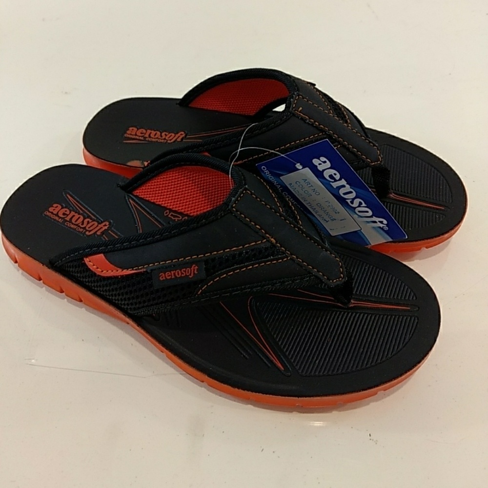 Aerosoft Mens Hospet Black and Orange Sandal, New